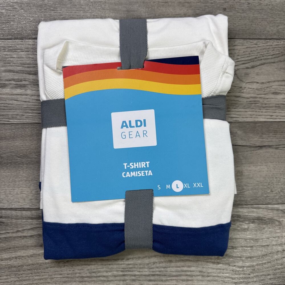 Aldi Gear Crewneck Tee Shirt Short White sz L